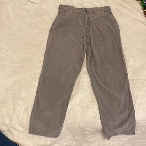 Grey American Eagle mom jean style corduroys.